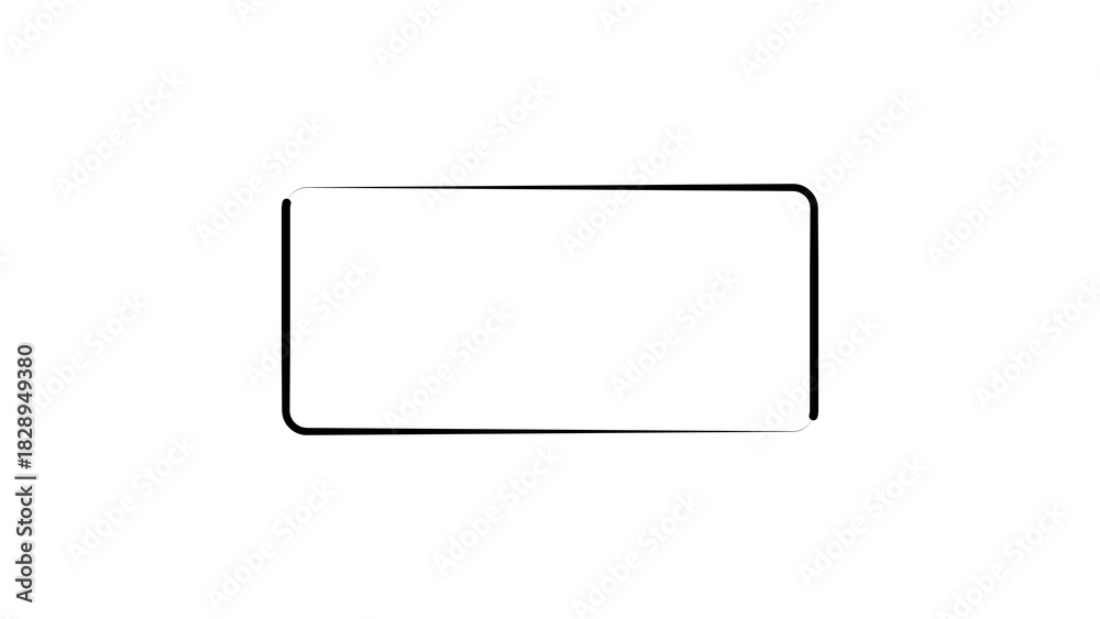 Fototapeta premium Minimalist black outline of a simple rectangle with rounded corners on a clean white background