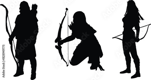 Bundle pose of man using arrows silhouette art style