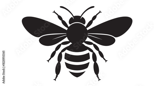 Silhouette of a bee simple vector illustration isolated on white background for logos and designs