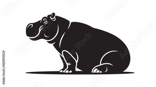 Stylized hippo illustration a simple flat vector design isolated on white background