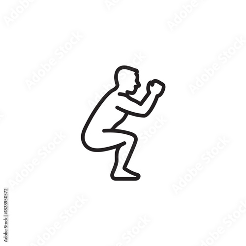 Squat exercise line icon fitness training vector symbol isolated on white background
