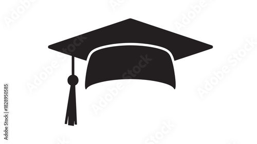 Graduation cap vector icon simple flat design element isolated on white background for education and academic achievement
