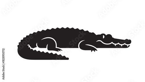 Stylized alligator icon simple flat vector design isolated on white background