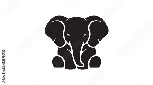 Minimalist elephant icon simple flat vector design isolated on white background