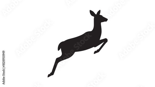 Black silhouette of a leaping deer vector illustration isolated on white background