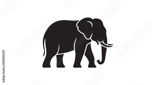 Elephant silhouette vector illustration simple flat design isolated on white background