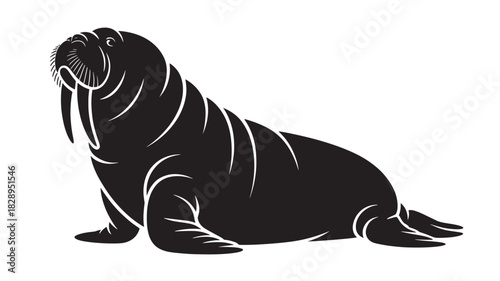 Silhouette of a walrus vector illustration isolated on white background