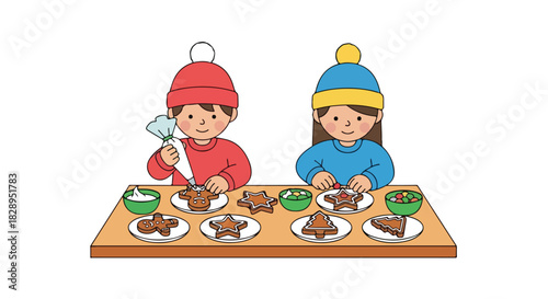 Joyful Kids Decorating Gingerbread Cookies for the Holidays A Sweet Winter Baking Activity for Children
