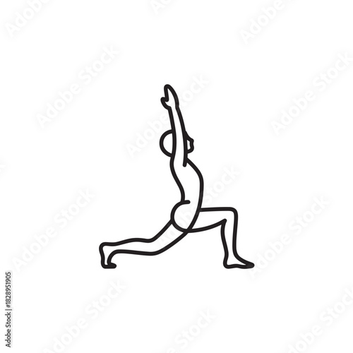 Yoga pose line icon warrior one position vector illustration for fitness and wellness app design