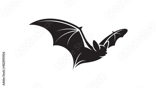 Flying bat silhouette vector illustration of a nocturnal mammal isolated on white background