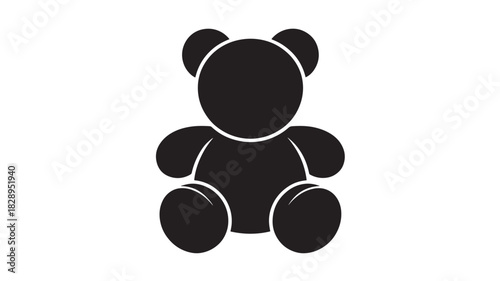 Teddy bear silhouette simple flat vector design element isolated on white background