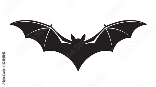 Bat silhouette with outstretched wings a vector illustration for Halloween designs isolated on white background