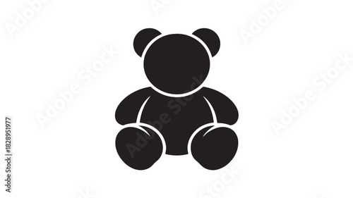 Teddy bear silhouette icon simple flat vector design isolated on white background