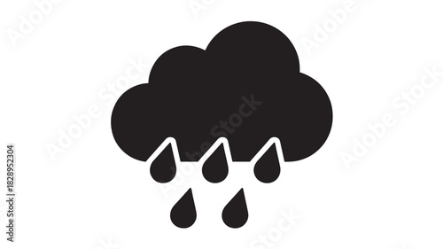 Rainy cloud icon simple flat vector glyph isolated weather forecast symbol for app and web design