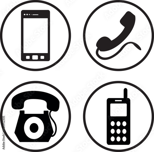 mobile phone icon set. Icon set of mobile, telephone, tablet device simbols on white background. Vector EPS