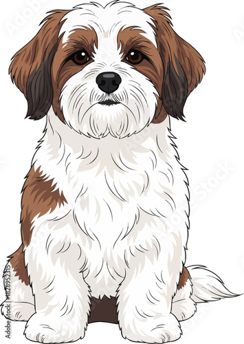 Havanese dog sitting relaxed cute front view pose