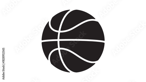Black basketball icon simple flat vector design isolated on white background