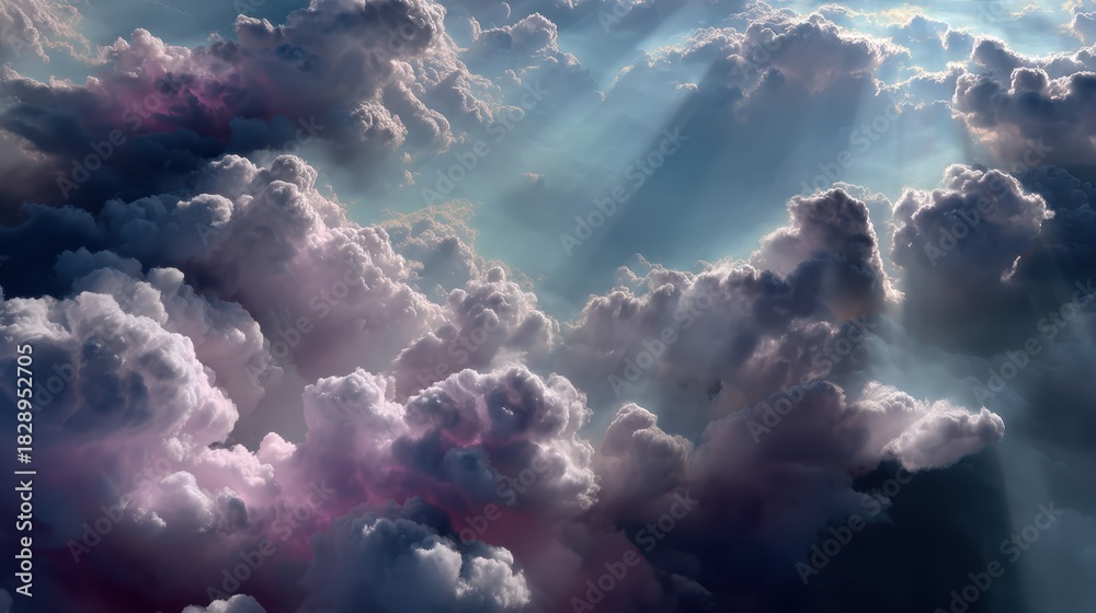 Fototapeta premium Serene View of Sunlight Glimmering Through Dramatic Clouds