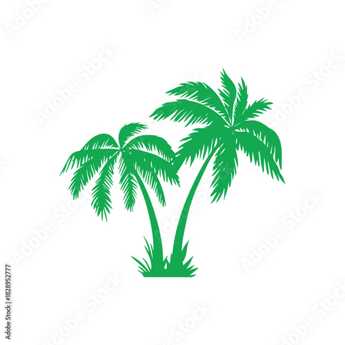 Green palm trees vector illustration for tropical themes and summer design