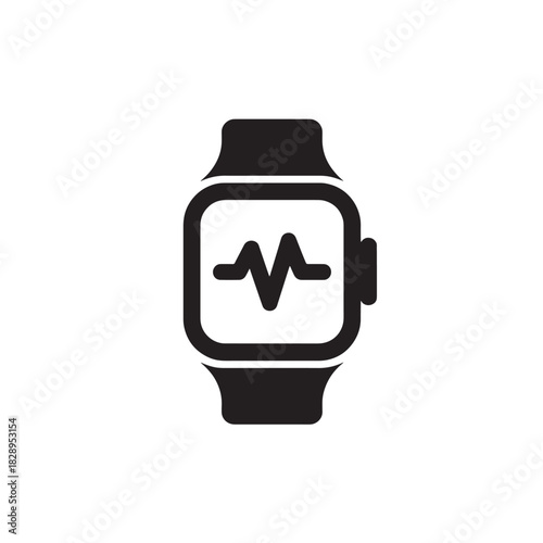 Smartwatch with heartbeat icon simple flat vector glyph for health and fitness apps isolated on white background