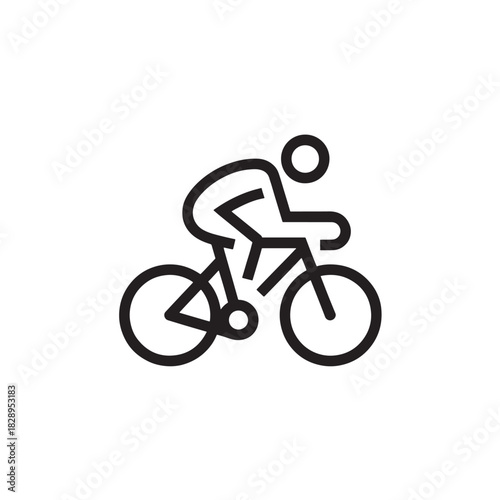 Minimalist cyclist icon simple line art vector illustration isolated on white background for app design and infographics