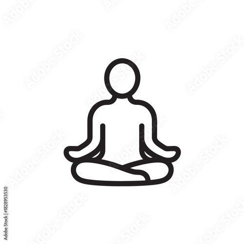Minimalist yoga pose icon simple line art vector illustration isolated on white background for app and web design