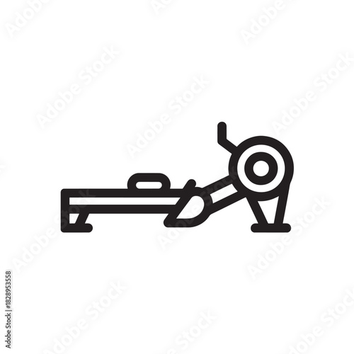 Rowing machine line icon simple vector illustration of fitness equipment isolated on white background