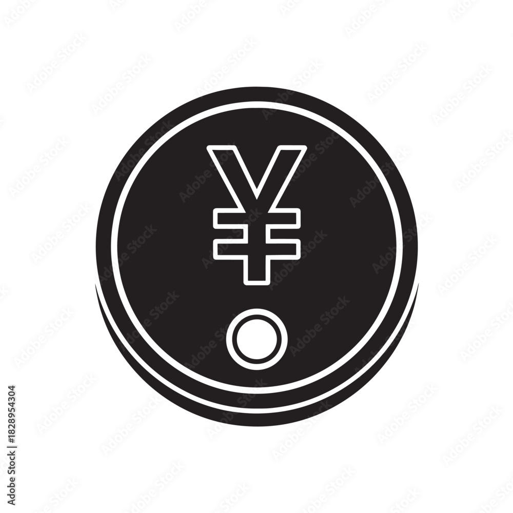 Obraz premium Yen coin icon simple flat vector glyph isolated on white background for financial applications and web design