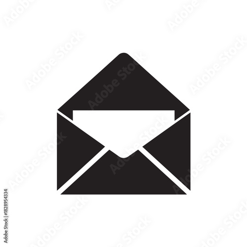 Open envelope icon simple flat vector glyph for email and communication design isolated on white background