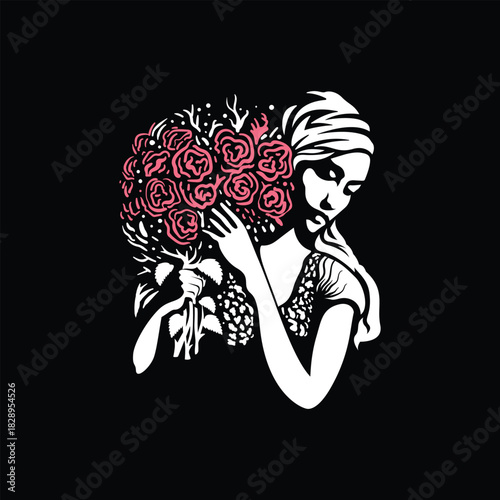 Canabis Girl Illustration Logo Design Template