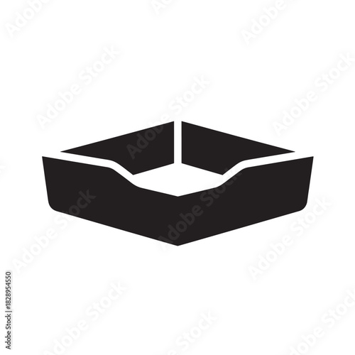 Simple black cat litter box vector icon flat design element isolated on white background