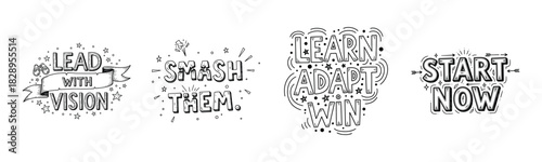 Inspirational black and white typography designs with motivational quotes