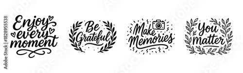 Inspirational handwritten quotes with decorative elements for positive motivation