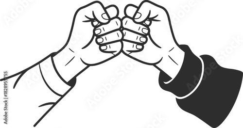 Fist Bump Gesture Outline Illustration.