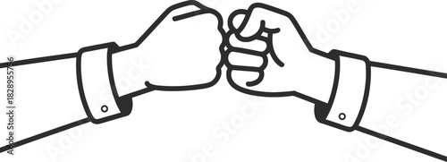 Fist Bump Gesture Outline Illustration.