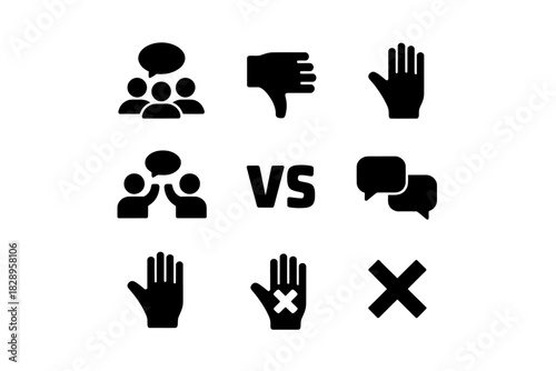 Collection of social media and communication interaction icons