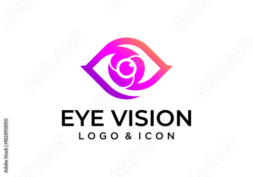 vector design logo icon abstract eye with camera lens on eyeball