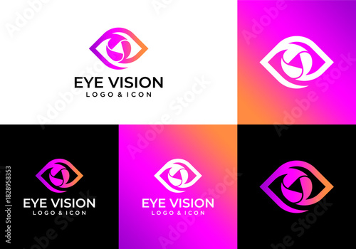 vector eye logo icon design with play symbol on eyeball