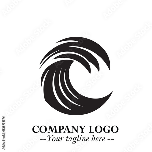 Elegant Black Wave Logo Symbol on a Clean White Background for Modern Minimalist Branding Design Art