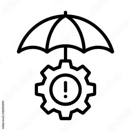 System protection and maintenance alert icon, symbolizing security, risk management, and important operational issues under a protective umbrella.