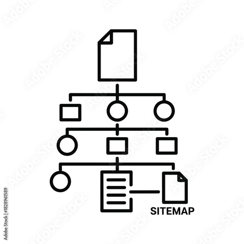 Website sitemap icon illustrating the hierarchical structure of web pages and documents for navigation