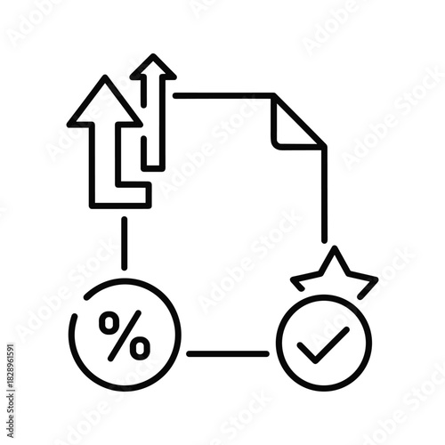 Business process optimization and data analysis leading to successful growth and improved performance concept icon