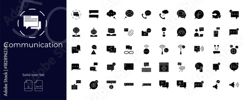 Communication Solid Editable Icons set