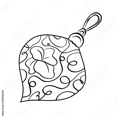 Monochrome decoration balls with ornament for Christmas tree. Graphic line art hand drawn ink black and white vector illustration