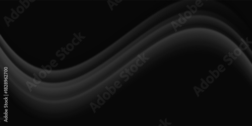 Curtain black wave soft shadow and blurred. frabic shapes curve designs. abstract backround on isolated.