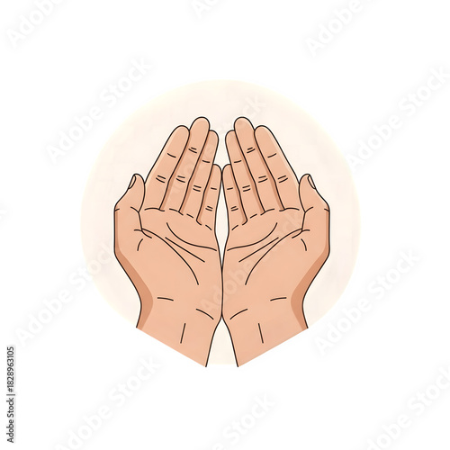 Open hands reaching upward in a gesture of receiving or offering within circle