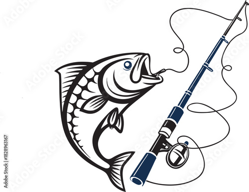 vector illustration of fishing rod