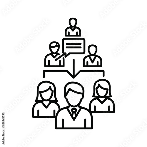 Business team communication hierarchy structure icon isolated on