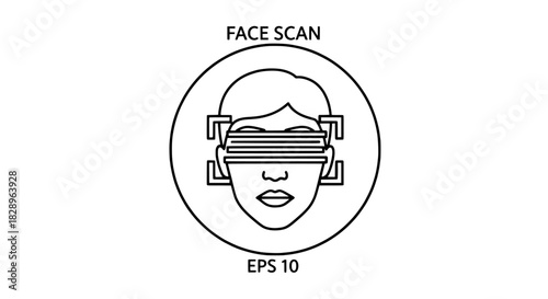 Face scan icon A minimalist illustration of facial recognition technology, perfect for ui design