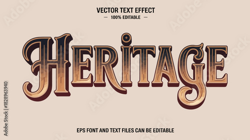 Heritage 3D Victorian editable text effect featuring ornate vintage lettering, classic decorative typography, ideal for retro branding, poster titles, antique design themes, and elegant historical-ins